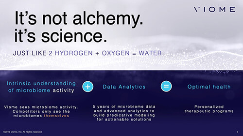 Viome slide: It's not alchemy. It's science.